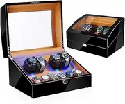 Watch Winder for Automatic Watches 4 Watch Rotator and 6 Extra Storages,5 Rotating Modes Lockable Automatic Winders LED Backlight,Super Quiet Motor LWX