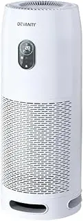 [Devanti] Air Purifier, 3-Layer Home Purifiers Hepa Filter Bedroom Freshener Cleaner Carbon Replacement Filters Smoke Remover Office Kitchen Room Smart Equipment, With Remote Control 130m³/h White