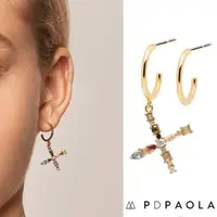 在飛比找momo購物網優惠-【PD PAOLA】西班牙時尚潮牌 金色X字母耳環 彩鑽耳環