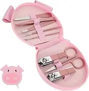 MUSISALY Stainless Steel Manicure Set Nail Clippers for Thick Nails Professional Nail Care Kit Cartoon Travel Bag