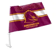 Brisbane Broncos NRL Clip on Window CAR Flag includes Pole