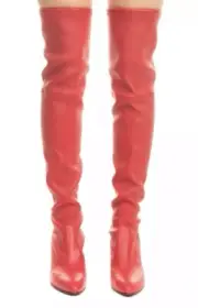 Stuart Weitzman Tiemodel Over-the-Knee Boots Red Plonge Stretch Size4.5/35 $798