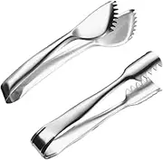 PHENOFICE 2pcs Stainless Steel Ice Bucket Ice Clip Mini Tongs Candy Ice Tongs Small Reusable Stainless Ice Tong Serving Tongs for Buffet Ice Bucket Tongs Food Tongs for Cooking Ice Buckets