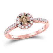 10k Rose Gold Round Brown Diamond Solitaire Bridal Engagement Ring 1/2 Cttw