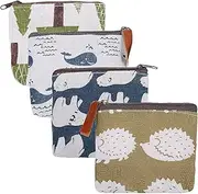 Baluue Canvas Cosmetic Bag, 4pcs Small Makeup Bag, Cosmetic Bags with Zipper, 2.8" x 3.9" Portable Zip Bags, Multi-Function, Portable Zip Bags for Travel Toiletry Pouch
