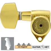 NEW Hipshot 6 inline Open-Gear Grip-Locking Non-Staggered HEX LEFT-HANDED - GOLD