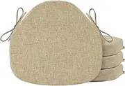 OVOV Chair Cushions for Dining Chairs Set of 4 Windsor Seat Cushion for Kitchen Room Chair Thick Textured Chair Pads with Ties and Non-Slip Bottom(16x15 Inch Beige)