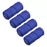 4 Pcs Cotton Rope 4 Strand Twisted Braided Rope Bright Blue 109 Yard 3mm Dia