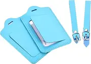 uxcell Luggage Tag PU Holders, 12x7cm Baggage Label Identifier with Straps for Backpack Travel Bag Suitcase, Light Blue Pack of 2