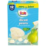 Dole Diced Pears in 100% Juice^ - Dole Fruit Bowls Snacks - 4 oz Fruit Bowls ...