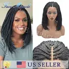 18.5" Box Braided Wig for Black Women Lace Front Hand Braids Synthetic Hairpiece