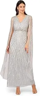 [Adrianna Papell] Women's Beaded Cape Gown