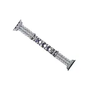 Nevenka Apple Watch Strap Pearl Diamond for iWatch Ultra Series 8 SE 7 6 5 4 3 2 1-Silver