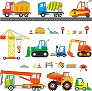DECOWALL DS9-8064 Transport and Vehicles Wall Stickers Decals for Kids Toddler Bedroom décor car Boys Truck Construction Room Peel and Stick Excavator fire Truck Nursery Living Baby