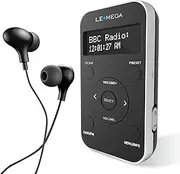 LEMEGA PR1L Pocket DAB Radio, FM Radio, Portable DAB+ Radio, Includes Headphones, Rechargeable Battery, 20 Memory Slots, LCD Display, Sports DAB Radio with Lockable Switch.Black/Silver