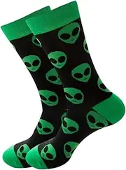 [Drincoshow] Autumn and Winter Socks Halloween Men's Socks Skeleton Alien Patterned Women's Socks Pumpkin Socks Monster Tube Socks (Large alien,38~45), Neutral, 38~45