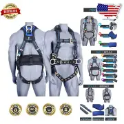Durable Fall Protection Safety Harness with Tongue Buckle & D-Rings, OSHA Rated