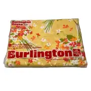 Burlington No-Iron Vintage 1970s Flat Sheet 81x104 Full Double Bed Yellow Orange