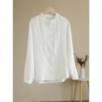 在飛比找ETMall東森購物網優惠-代勒原創雙層棉紗長袖襯衫文藝