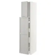 METOD / MAXIMERA hc w p-o func 1dr/4drw, white/Lerhyttan light grey, 40x60x200 cm