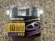 Memorex 3.5" 2SHD Floppy Disk MAC Formatted, Sealed 10 Pack - NEW Old Stock