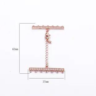 鍍925銀珍珠項鏈多排扣多層手鏈扣DIY配件扣子2/3/4/5/6/7排扣頭
