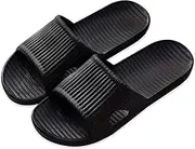 [Milaloko] Women Men Shower Slippers Open Toe Summer Sliders Sandals Non-Slip Unisex Slip-On Slippers for Home Indoor Bathroom Pool, black, 9.5/10 AU
