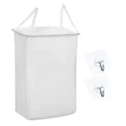 Mesh Laundry Hamper, Laundry Baskets Bag with Handles for Laundry Room, White