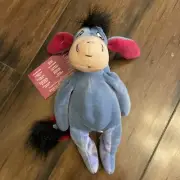 NWT Disney Mini Bean Bag Beanie Eeyore with Sound 9 in
