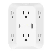 6 Outlet Wall Surge Protector with USB-C and USB-A