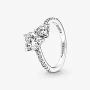 *Brand New* Pandora Double Heart Sparkling Ring 191198C01 Size 56 (US Size 7.5)