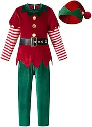 [IWALUE] Baby Toddler Boys Christmas Cosplay Santa Claus Costume Pants Set Outfit with Hats