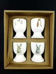 Set (4) New Rae Dunn Easter Egg Holders Cups Easter Bunny Rabbit Ears Spring