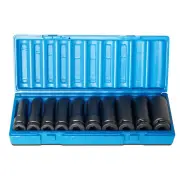 Action 605221004 - Impact Socket Set 1/2" Drive Deep 6-Point - 10 Piece Metric