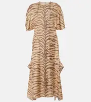 [Stella McCartney] Stella McCartney Printed silk midi dress AU 6 beige