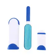 Catzon 1 Set Pet Hair Removal for Sofa Furniture Clothing Pet Fur Lint Double-Sided Brush with Self-Cleaning Base-DarkBlue