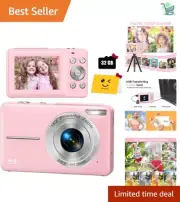 44MP Kids Digital Camera, FHD 1080P with 16X Zoom & 32GB SD Card Included