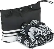 Envirosax Reusable Pouch Polyester Grocery Shopping Bags Set of 5 Out of Africa Designs Foldable, Black/White, One Size