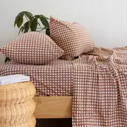 Bambury Gingham Flannelette Sheet Set - Clove