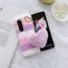 For Samsung Galaxy Fold4 3 5G Case Cute DIY Plush Heart Pendant Phone Case