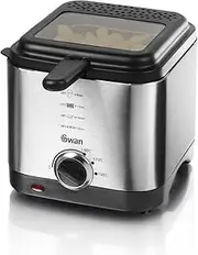 Swan SD6060N 1.5 litre Stainless Steel Fryer with Viewing Window, Easy Clean and Adjustable Temperature Control 900W, Silver