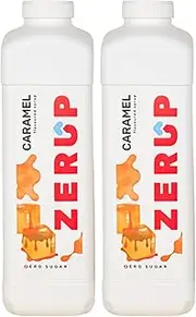 Zerup Zero Sugar Carmel Flavoured Syrup 2 x 1L Bottles, Sugar Free Syrup, Caramel Flavour Drink Mix, Low Calorie Flavourings for Milk Shakes, Cocktails, Teas, Gluten Free, Keto Friendly, Halal