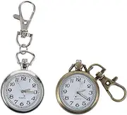 [FOMIYES] 2pcs Keychain Pocket Watch Dainty Gold Watch Hanging Pocket Watch Hand Nurses Fob Watch Carabiner Nurse Clip Watch Nursing Watch Nurse Quartz Watch Nurse Watch Clip Alloy