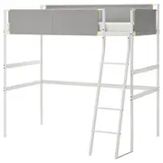 VITVAL Loft bed frame, white, light grey, Single