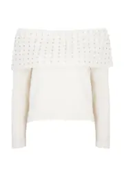 Needle & Thread Crystal-embellished Alpaca-blend Jumper - Cream - S (UK8-10 / S) S (UK8-10 / S)