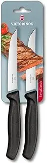 Victorinox 2-Piece Swiss Classic Straight Edge Wide Blade Steak Knife Set, Black, 6.7903.12B