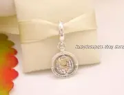 NEW Authentic Pandora Silver Gold SPINNING WORLD Dangle Charm 798457C01 RETIRED