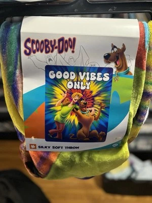 Scooby-Doo! Good Vibes Only Silky Soft Throw 46inx60in Blanket New With Tags