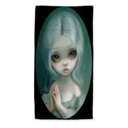 Wishful Thinking Sweet Big Eyed Girl Painting Beach Towels Medium Large Extra Large