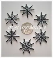 6PC HALLOWEEN BLACK SPIDER WEB CABOCHAN FLATBACK RESINS 4 HAIRBOW BOW CENTER